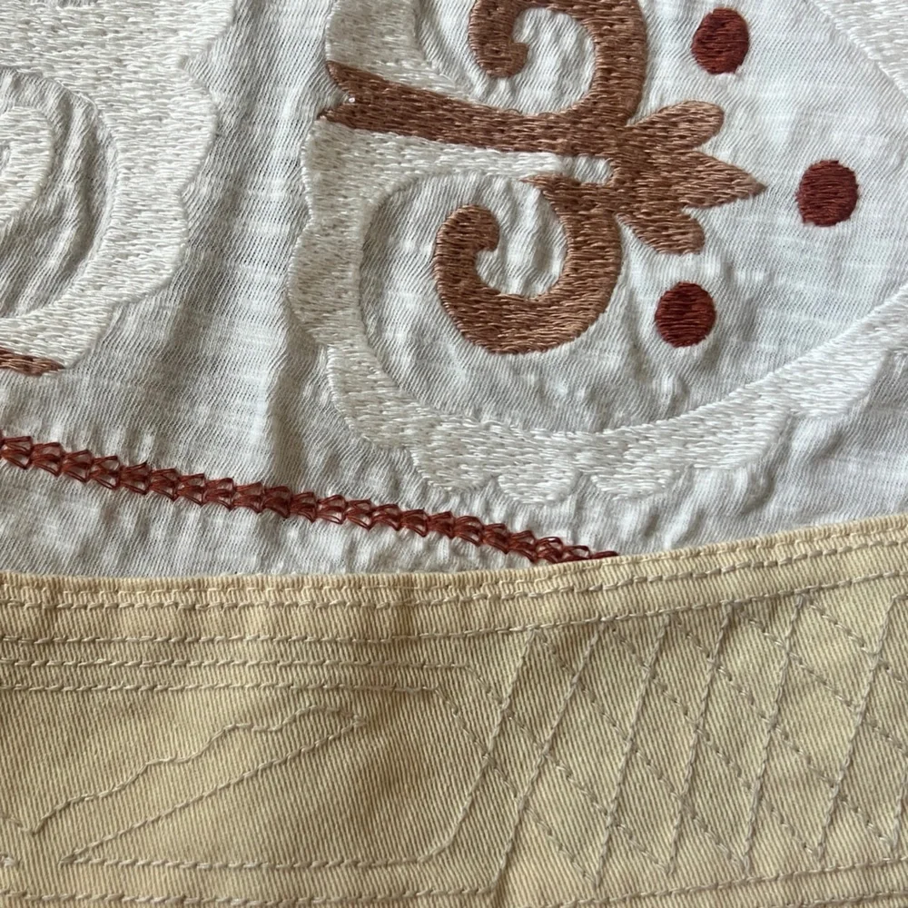 Unique🌵 Free People Adorn Me Embroidered Halter Top Medium Ivory/Brown/Peach - Picture 13 of 16